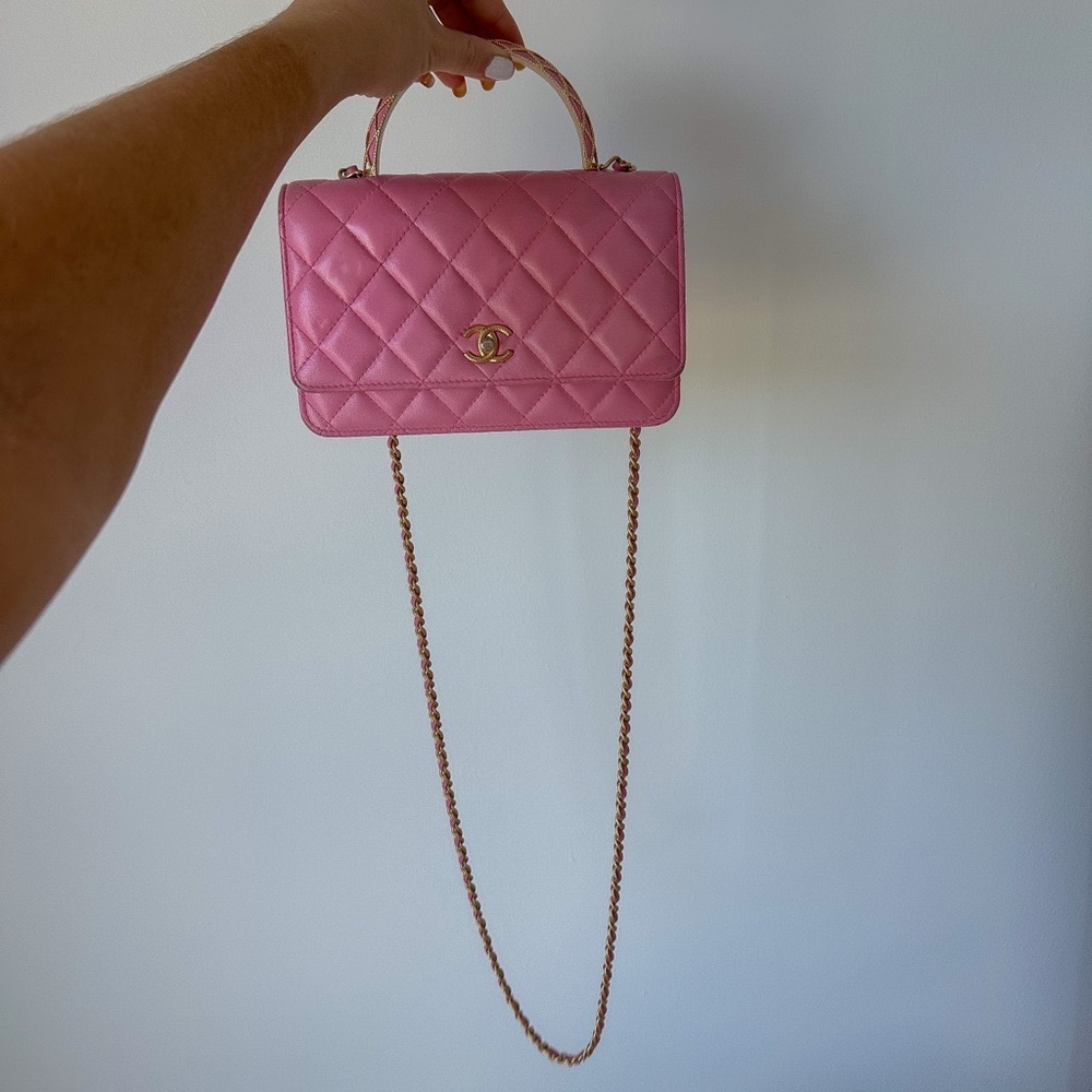 RARE* Pink Chanel Gold Hardware Handle Bag